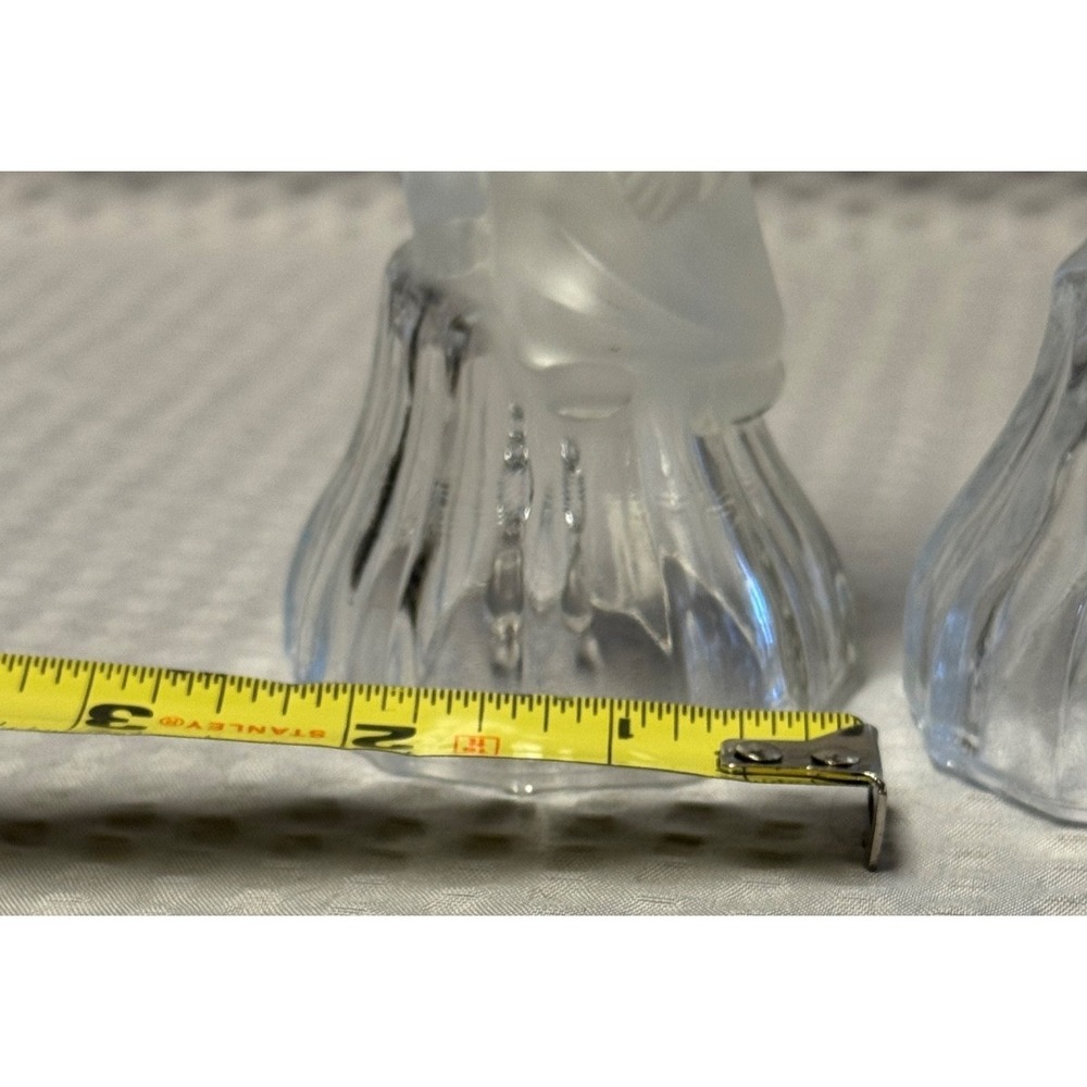 2 Goebel Bell Glass Angel Frosted Satin Sitting On Clear Bell 24%‎ Lead Crystal - Picture 7 of 16